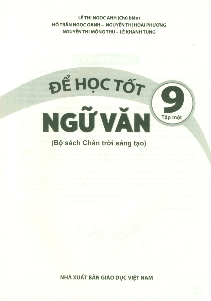 ĐỂ HỌC TỐT NGỮ VĂN LỚP 9 - TẬP 1 (Chân trời sáng tạo)